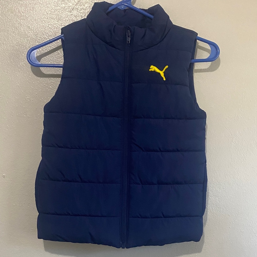 Puma Kids Navy Blue Vest with Yellow Logo
